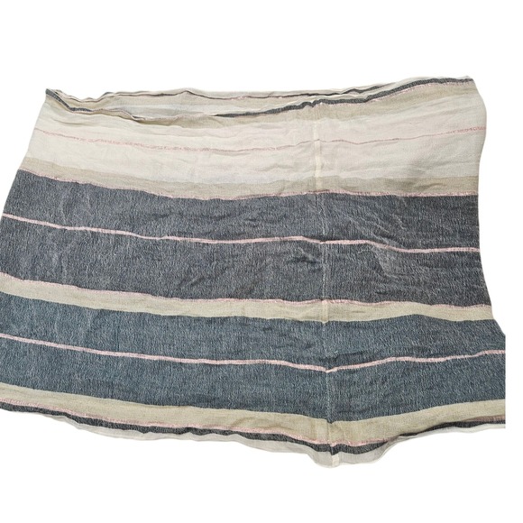 LOFT Striped Infinity Scarf Lightweight Sheer Gauzy Women's Pink Grey Cream - Picture 9 of 11